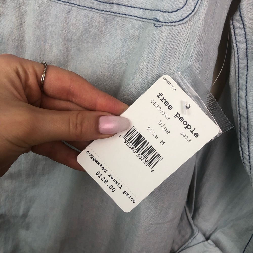 Free People Bandana Blue Bandit Top G533 - Picture 7 of 8